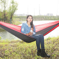 Outdoor Hammock Nylon Parachute Cloth Travel Camping Swing, Style: 2.7m x 1.4m (Black+Red)