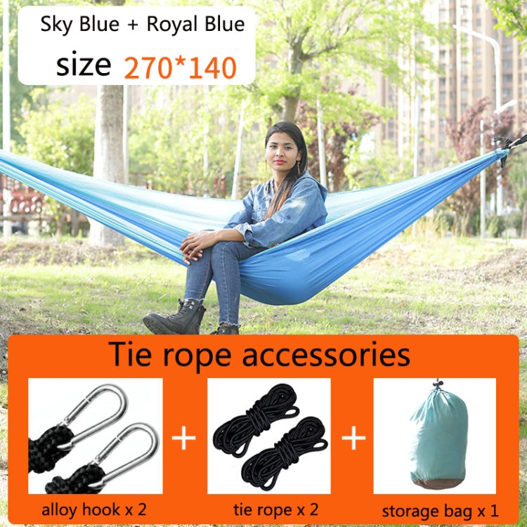Outdoor Hammock Nylon Parachute Cloth Travel Camping Swing, Style: 2.7m x 1.4m (Sky Blue+Royal Blue)