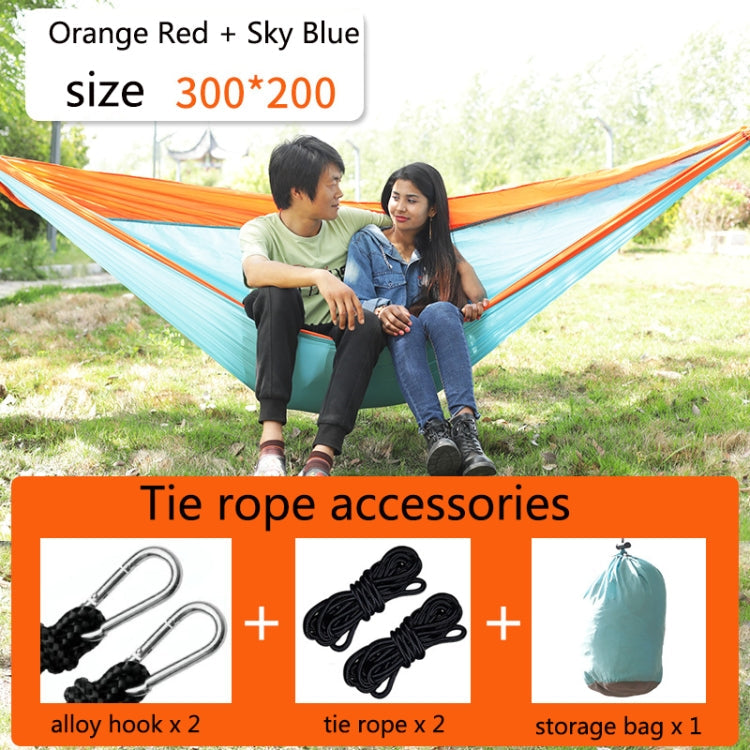 Outdoor Hammock Nylon Parachute Cloth Travel Camping Swing, Style: 3m x 2m (Orange+Sky Blue)