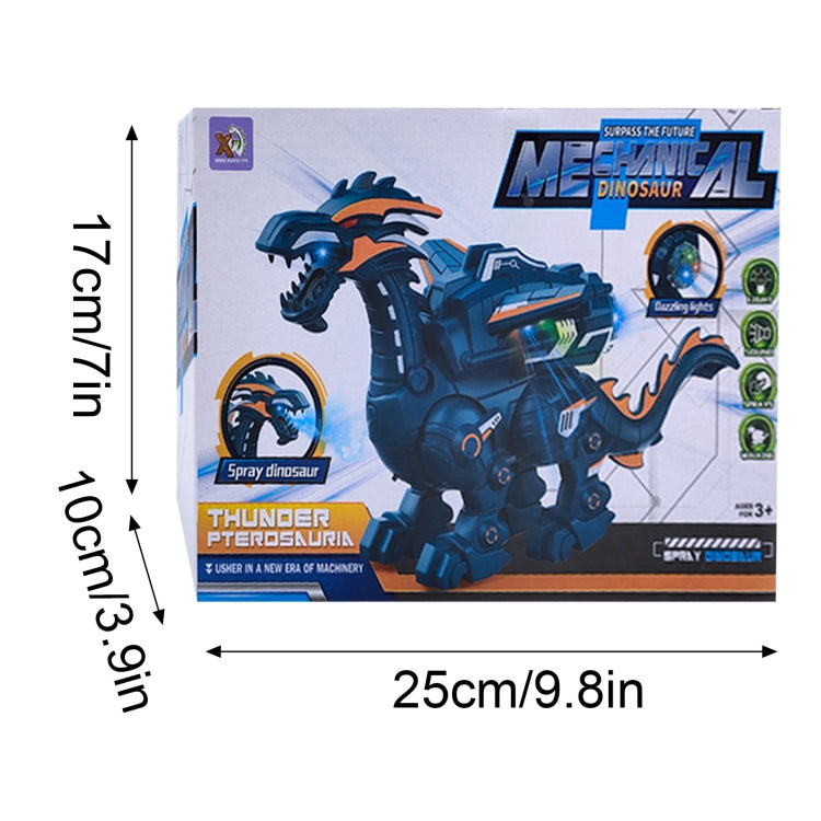 Electric Mechanical Dinosaur Toy Simulation Animal Toy Multifunctional Sound And Light Toy, Style: Spray-Blue