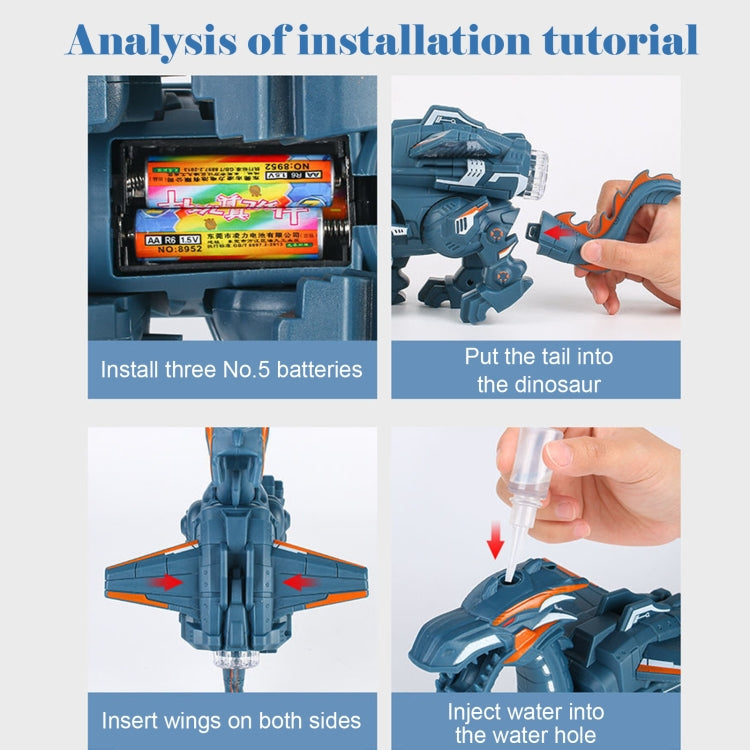 Electric Mechanical Dinosaur Toy Simulation Animal Toy Multifunctional Sound And Light Toy, Style: No Spray-Gray