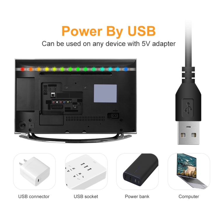 2m LED Light Strip 16 Color Remote Control RGB Light Belt USB Symphony Neon Decorative Soft Light Bar(Bareboard)