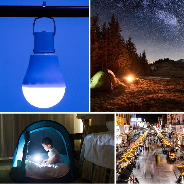 LED Solar Bulb USB Portable Outdoor Emergency Light Bulb Camping Lighting(White Light)