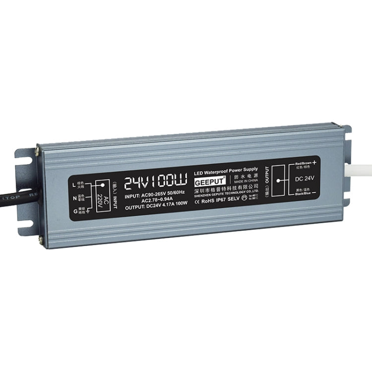 GEEPUT 220V To 24V LED Waterproof Power Supply Switch Transformer, Model: 4.17A 100W