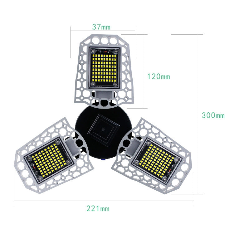 80W LED Industrial Mining Light Waterproof Light Sensor Folding Tri-Leaf Garage Lamp(White Light)