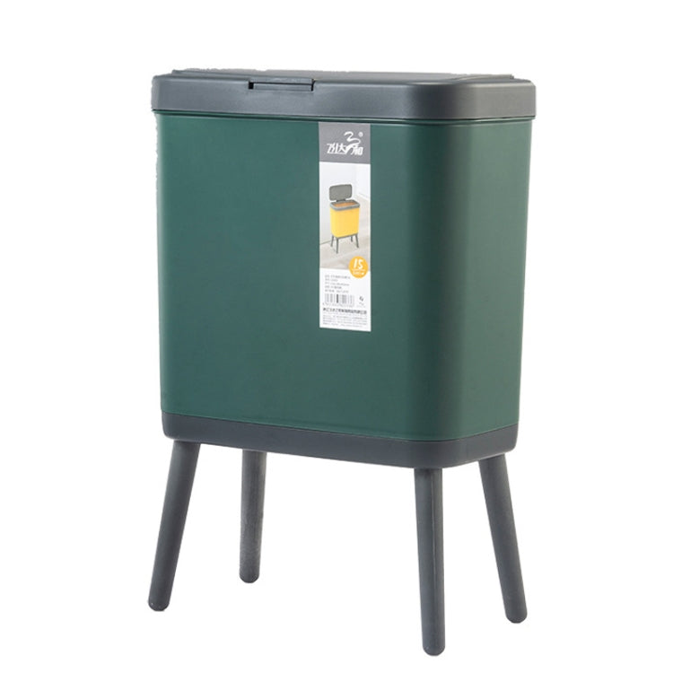 VitunHOO TG3450 Long Legs Trash Can Household Trash Can With Lid(Ink Green)