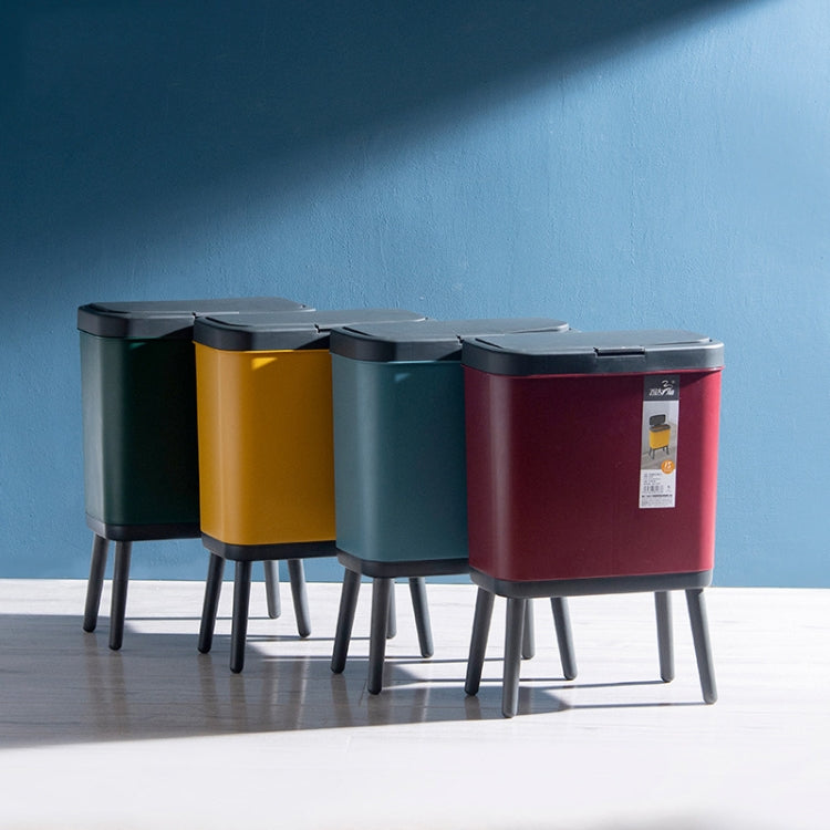 VitunHOO TG3450 Long Legs Trash Can Household Trash Can With Lid(Ink Green)