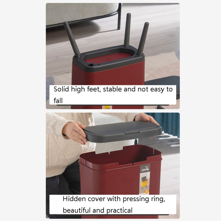 VitunHOO TG3450 Long Legs Trash Can Household Trash Can With Lid(Wine Red)