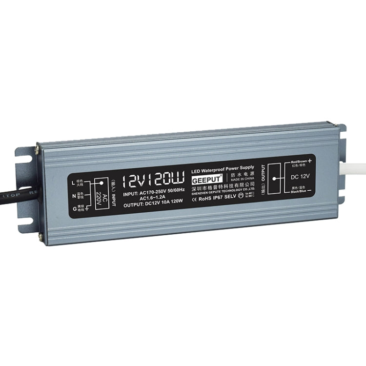 GEEPUT 220V Turn 12V LED Waterproof Power Supply Transformer, Model: 10A 120W