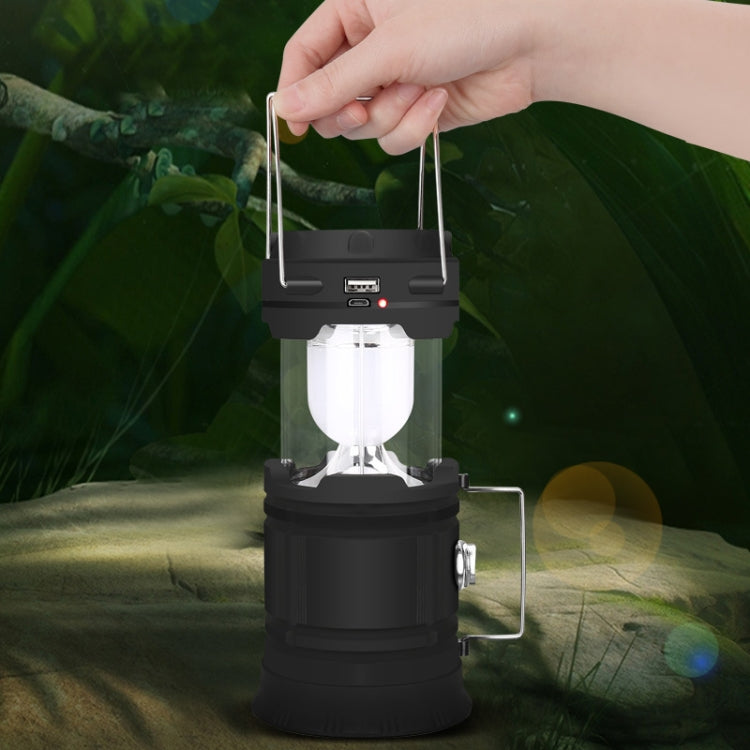 5803 Solar Camping Lamp Outdoor LED Emergency Portable Light Support USB Output(Blue)