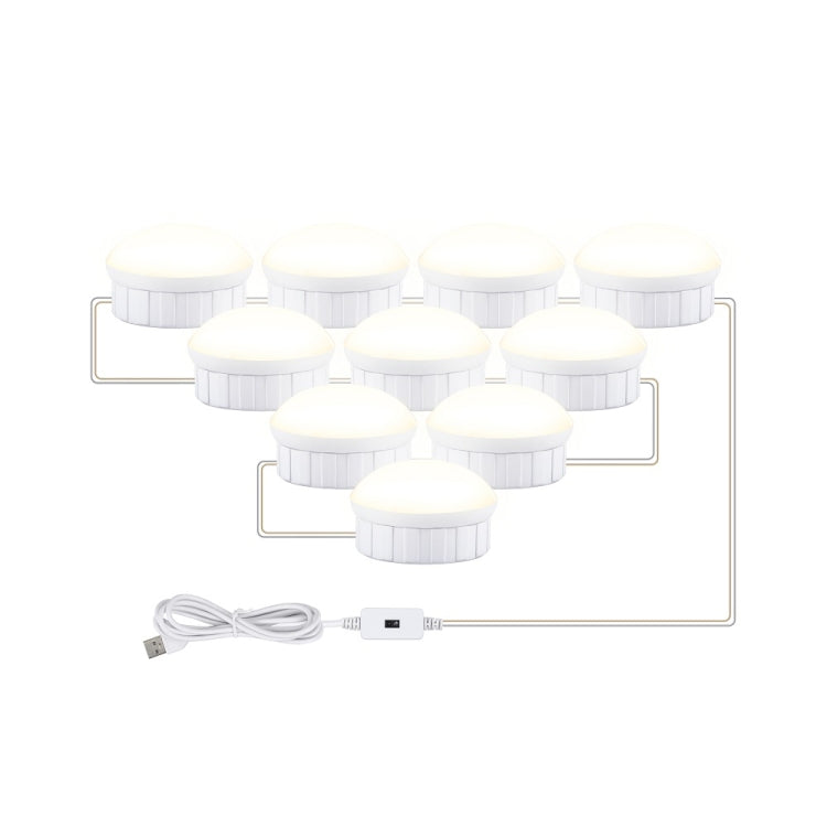 LED Makeup Mirror Light Beauty Fill Light Hand Sweep Sensor Mirror Front Light, Power source: 10 Bulbs(Natural White)