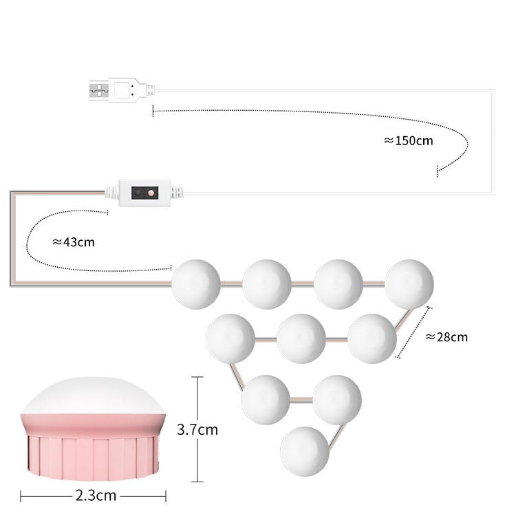 LED Makeup Lamp Mirror Front Beauty Fill Light Hand Sweep Sensation Lamp, Power source: 6 Bulbs