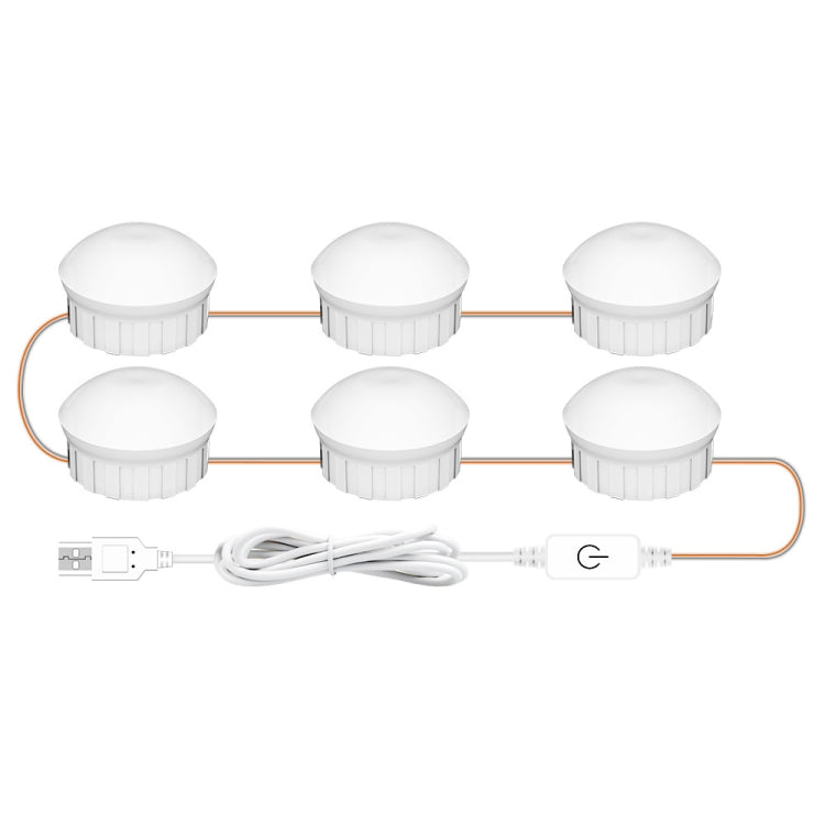 6 LEDs Mirror Front Light Dimmable Makeup Mirror USB Touch Control Light(White Light)
