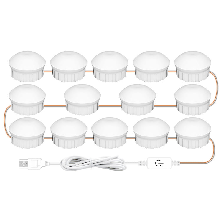 14 LEDs Mirror Front Light Dimmable Makeup Mirror USB Touch Control Light(White Light)