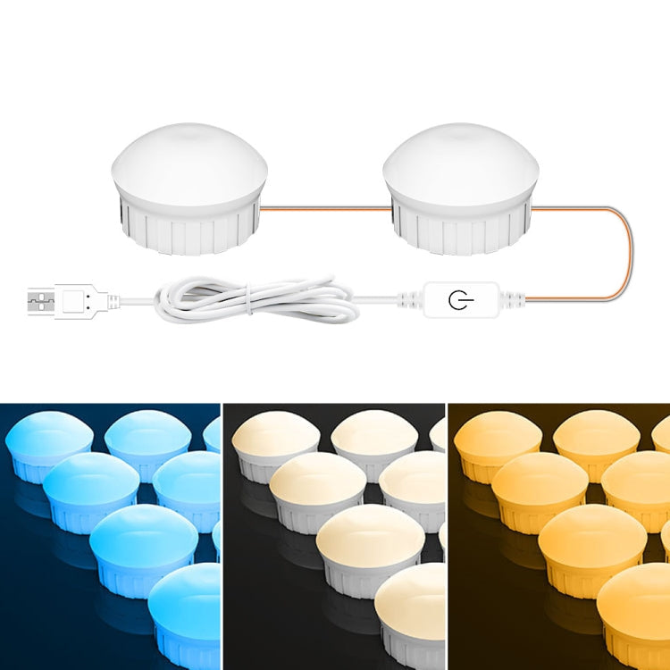 2 LEDs Cosmetic Room Bathroom Mirror Front Light USB Three-Color Dimming Light