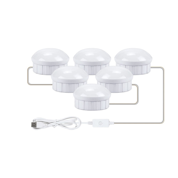 6 LEDs Cosmetic Room Bathroom Mirror Front Light USB Three-Color Dimming Light