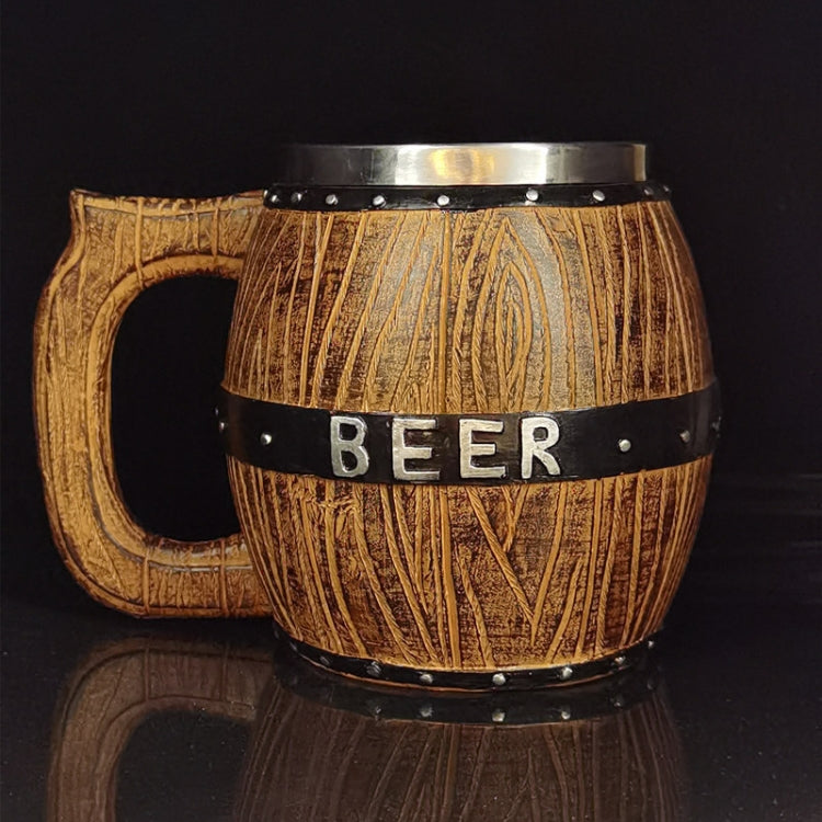 550ml Stainless Steel Wooden Barrel Beer Mug Large Capacity Wine Barrel Cup Personalized Bar Supplies