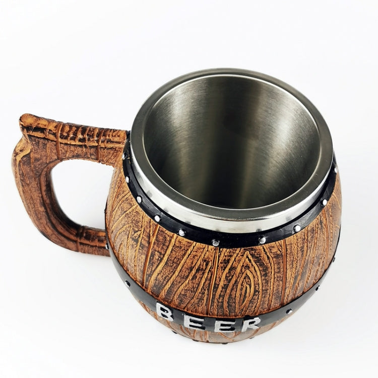 550ml Stainless Steel Wooden Barrel Beer Mug Large Capacity Wine Barrel Cup Personalized Bar Supplies