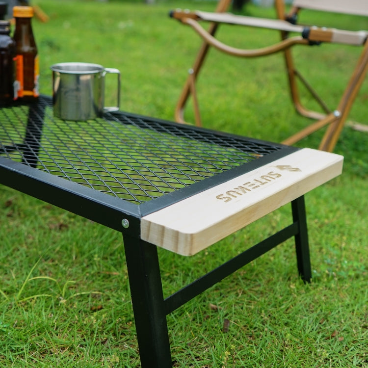 CLS Outdoor Folding Mesh Table Camping Iron Folding Table Portable Barbecue Rack Car Camping Rack(Black)