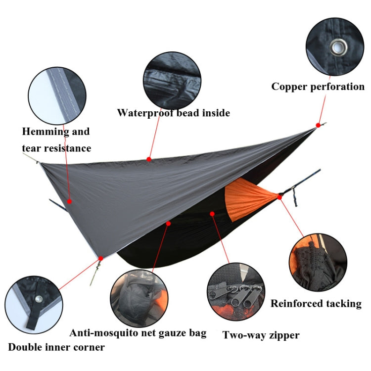 Strut Mosquito Net Hammock Diamond Sunshade Set Outdoor Camping Automatic Quick-Open Anti-Mosquito Hammock Canopy Set(Black)