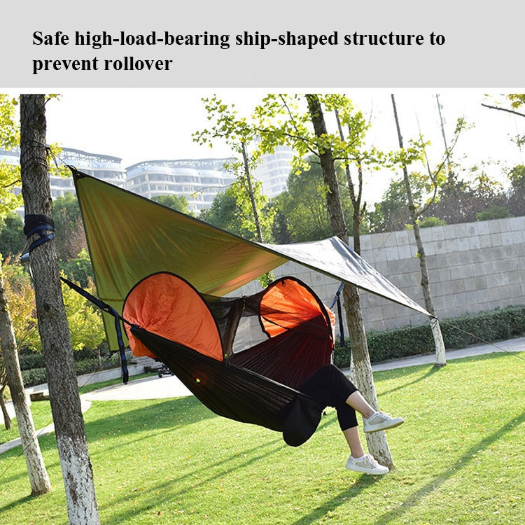 Strut Mosquito Net Hammock Diamond Sunshade Set Outdoor Camping Automatic Quick-Open Anti-Mosquito Hammock Canopy Set(Black)