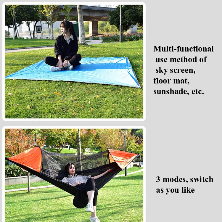 Strut Mosquito Net Hammock Diamond Sunshade Set Outdoor Camping Automatic Quick-Open Anti-Mosquito Hammock Canopy Set(Black)
