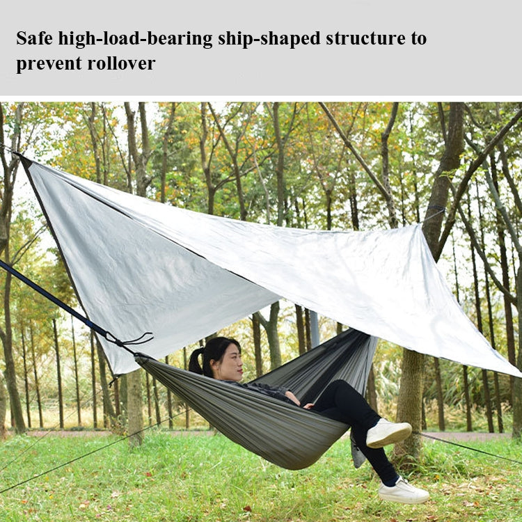 Outdoor Camping Sunshade + Anti-Mosquito Hammock Set Parachute Fabric Net Yarn Anti-Mosquito Hammock(Camel)