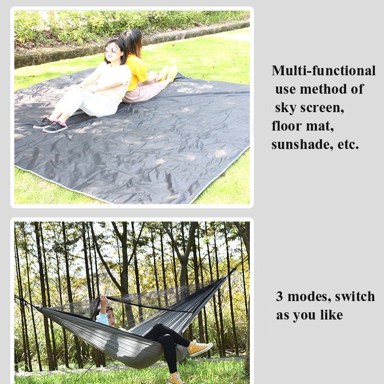 Outdoor Camping Sunshade + Anti-Mosquito Hammock Set Parachute Fabric Net Yarn Anti-Mosquito Hammock(Camel)