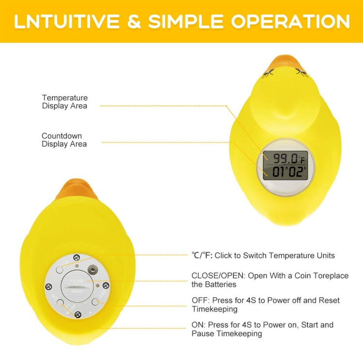 AF-023 Baby Bathing Yellow Duck Water Thermometer With Temperature and Time(Yellow)
