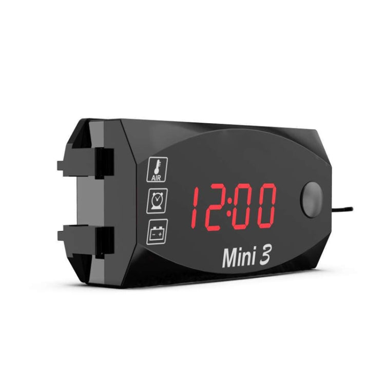 Voltage Clock And Temperature 3 In 1 LED Electronic Meter Large-Screen Digital Display Waterproof And Dustproof Voltmeter(Red Light)