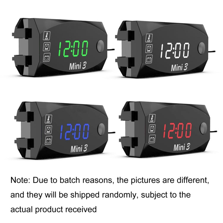Voltage Clock And Temperature 3 In 1 LED Electronic Meter Large-Screen Digital Display Waterproof And Dustproof Voltmeter(Green Light)
