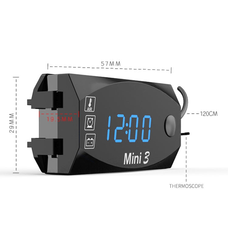Voltage Clock And Temperature 3 In 1 LED Electronic Meter Large-Screen Digital Display Waterproof And Dustproof Voltmeter(White Light)