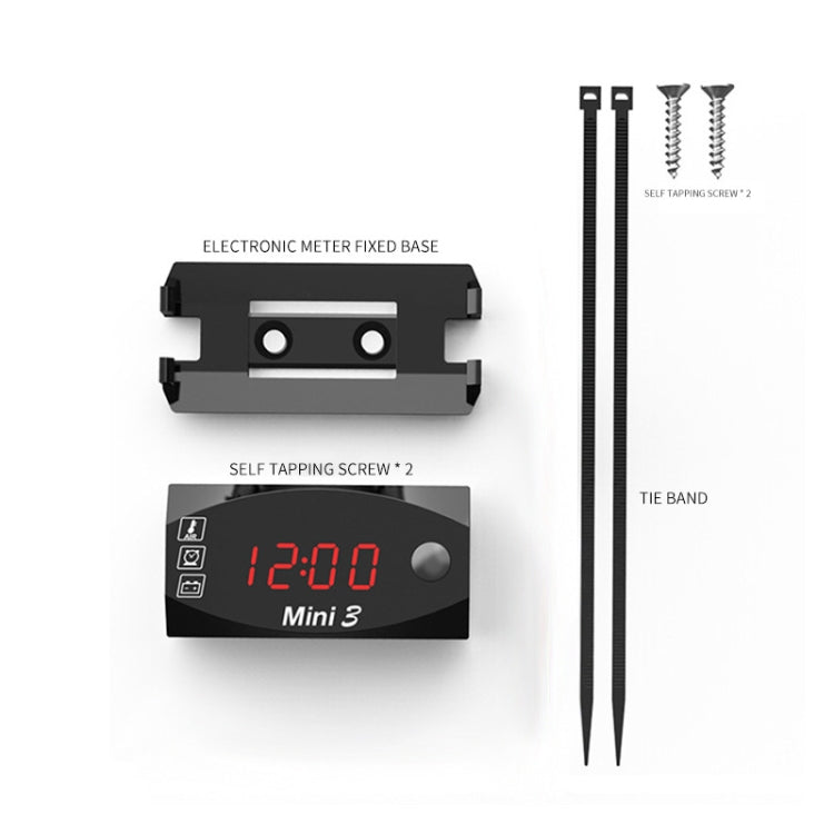 Voltage Clock And Temperature 3 In 1 LED Electronic Meter Large-Screen Digital Display Waterproof And Dustproof Voltmeter(Red Light)