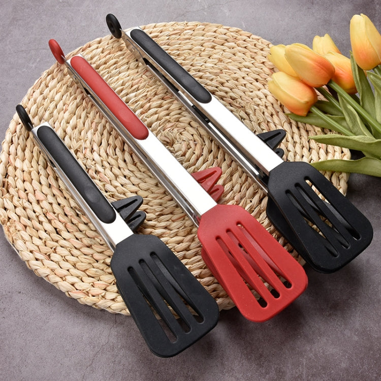 Stainless Steel Silicone Food Spatula Food Clip Barbecue Steak Clip Barbecue Baking Tool, Size: 9 Inch With Bracket(Random Color Delivery)