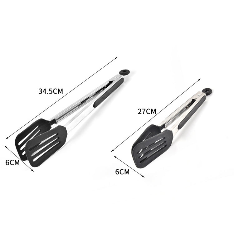 Stainless Steel Silicone Food Spatula Food Clip Barbecue Steak Clip Barbecue Baking Tool, Size: 9 Inch With Bracket(Random Color Delivery)