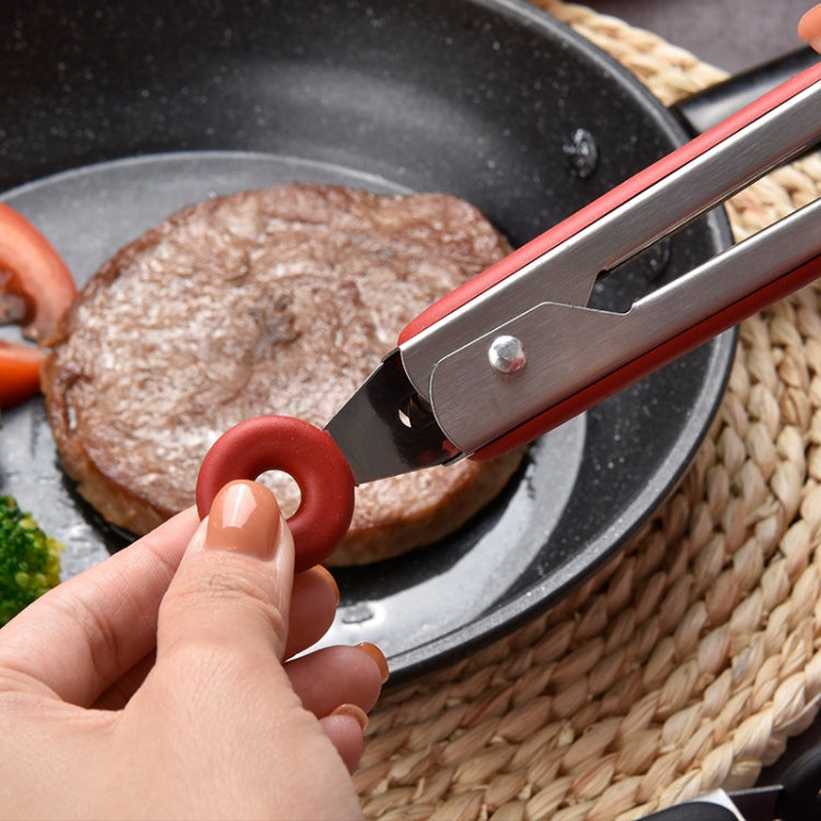Stainless Steel Silicone Food Spatula Food Clip Barbecue Steak Clip Barbecue Baking Tool, Size: 9 Inch With Bracket(Random Color Delivery)