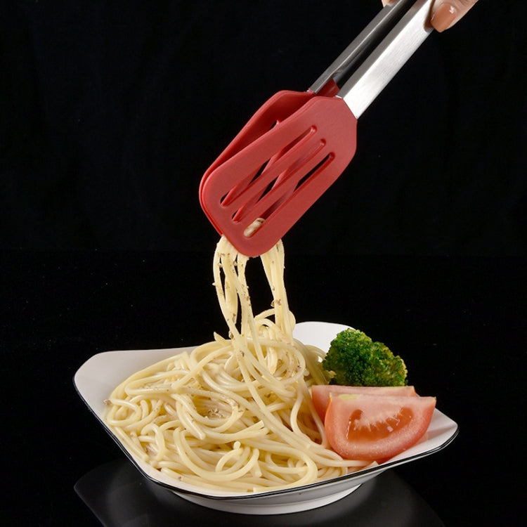 Stainless Steel Silicone Food Spatula Food Clip Barbecue Steak Clip Barbecue Baking Tool, Size: 9 Inch With Bracket(Random Color Delivery)
