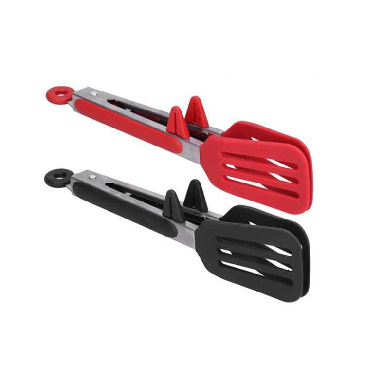 Stainless Steel Silicone Food Spatula Food Clip Barbecue Steak Clip Barbecue Baking Tool, Size: 12 inch With Bracket(Random Color Delivery)