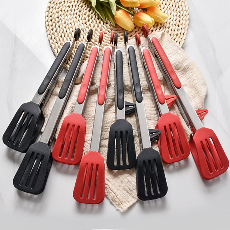 Stainless Steel Silicone Food Spatula Food Clip Barbecue Steak Clip Barbecue Baking Tool, Size: 12 inch With Bracket(Random Color Delivery)