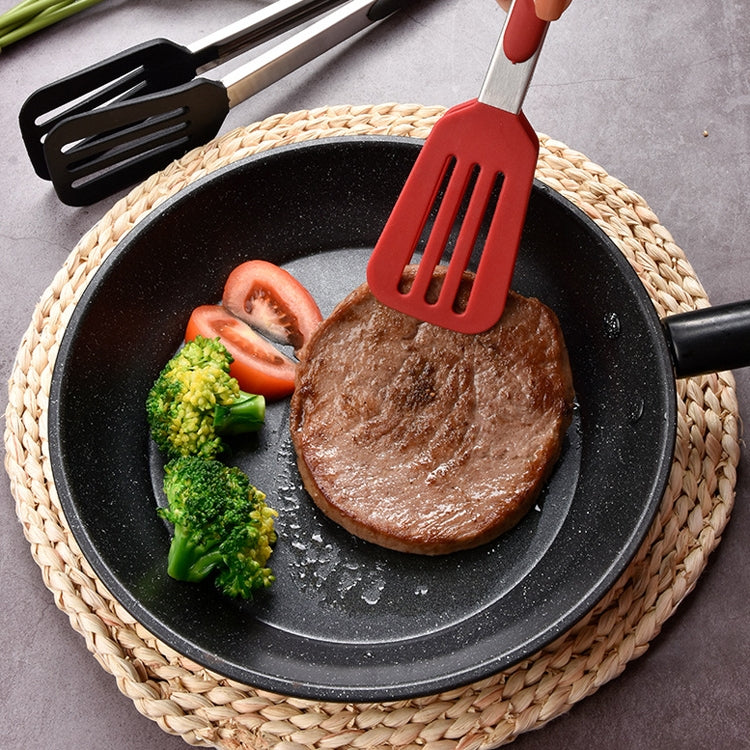 Stainless Steel Silicone Food Spatula Food Clip Barbecue Steak Clip Barbecue Baking Tool, Size: 12 inch With Bracket(Random Color Delivery)