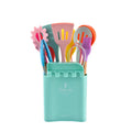 KU349 13 In 1 Storage Barreled Wooden Handle Silicone Kitchenware Set Non-Stick Cooking Spoon Shovel Kitchen Rack(Color)