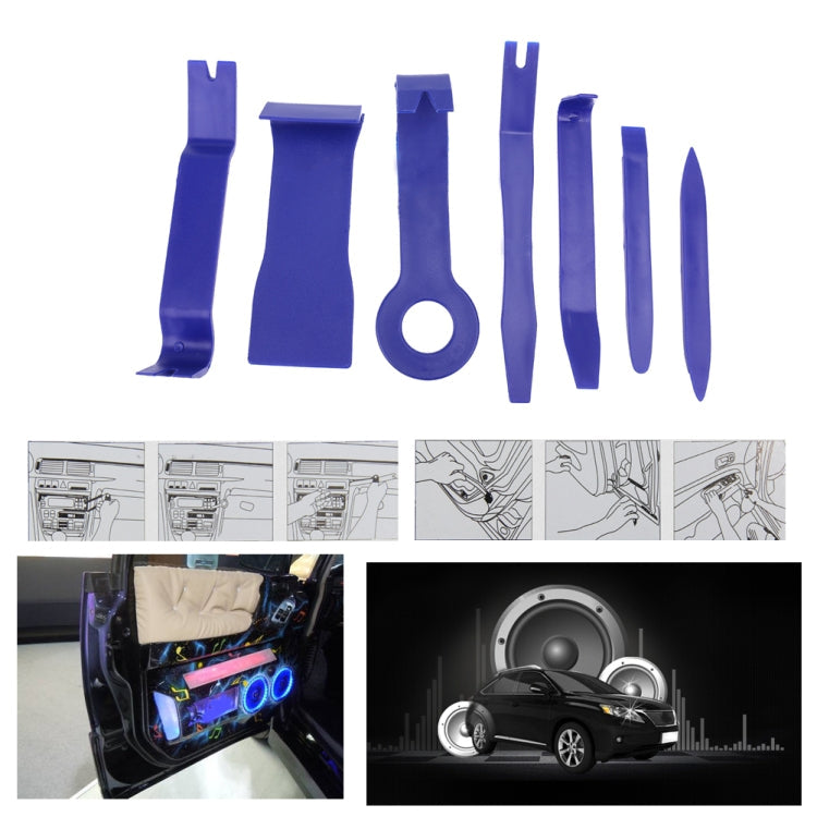 7 PCS Car Audio Conversion Tool DVD Audio Door Panel Disassembly Instrument Panel Disassemble Set Tool(Blue)