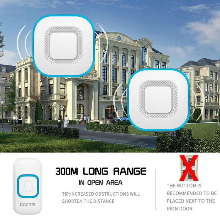 CACAZI V028F 1 For 3 Wireless Music Doorbell without Battery, Plug:US Plug(White)