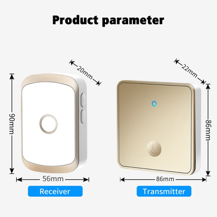 CACAZI FA50 1 For 1 Push-button Self-generating Wireless Doorbell, Plug:EU Plug(Black)