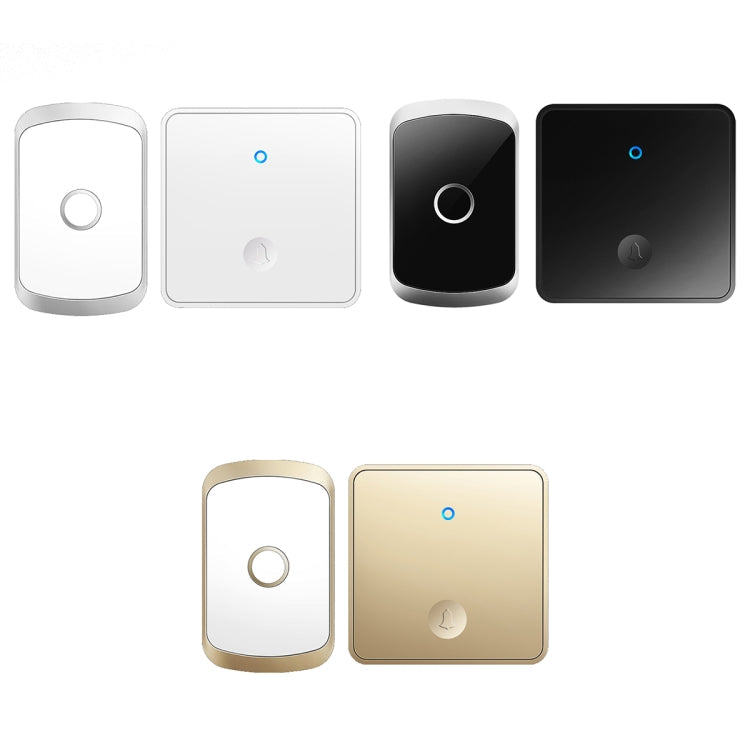 CACAZI FA50 1 For 1 Push-button Self-generating Wireless Doorbell, Plug:UK Plug(Gold)