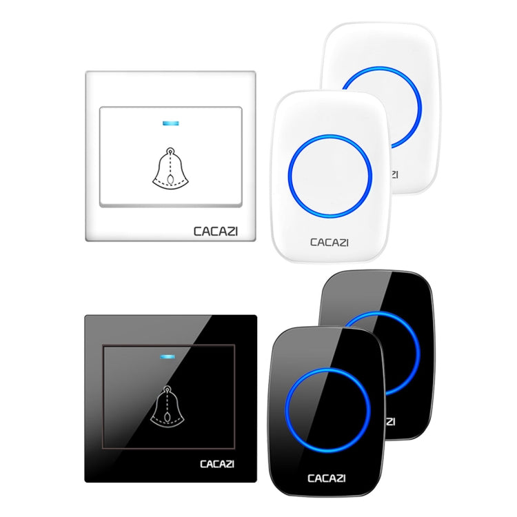 CACAZI H10 1 For 2 Home Wireless Music Doorbell without Battery, Plug:UK Plug(Black)