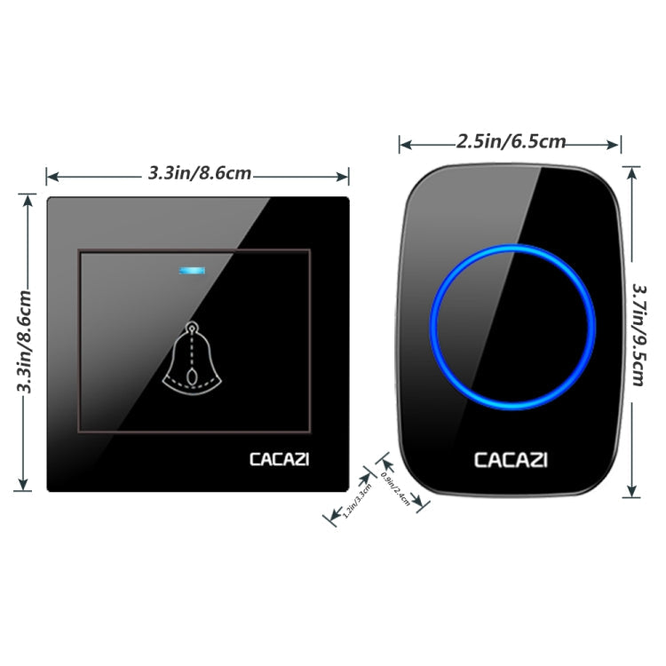CACAZI H10 1 For 2 Home Wireless Music Doorbell without Battery, Plug:UK Plug(White)