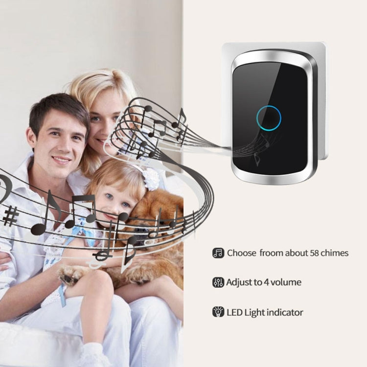 CACAZI A50 1 For 1 Wireless Music Doorbell without Battery, Plug:US Plug(White)
