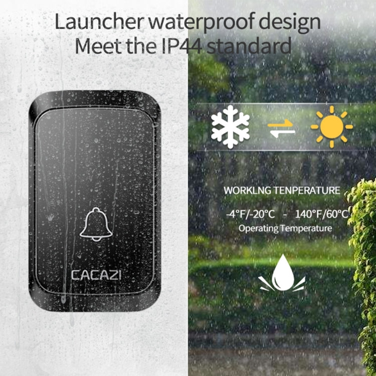 CACAZI A50 1 For 1 Wireless Music Doorbell without Battery, Plug:US Plug(White)
