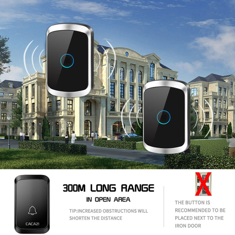 CACAZI A50 1 For 1 Wireless Music Doorbell without Battery, Plug:UK Plug(White)